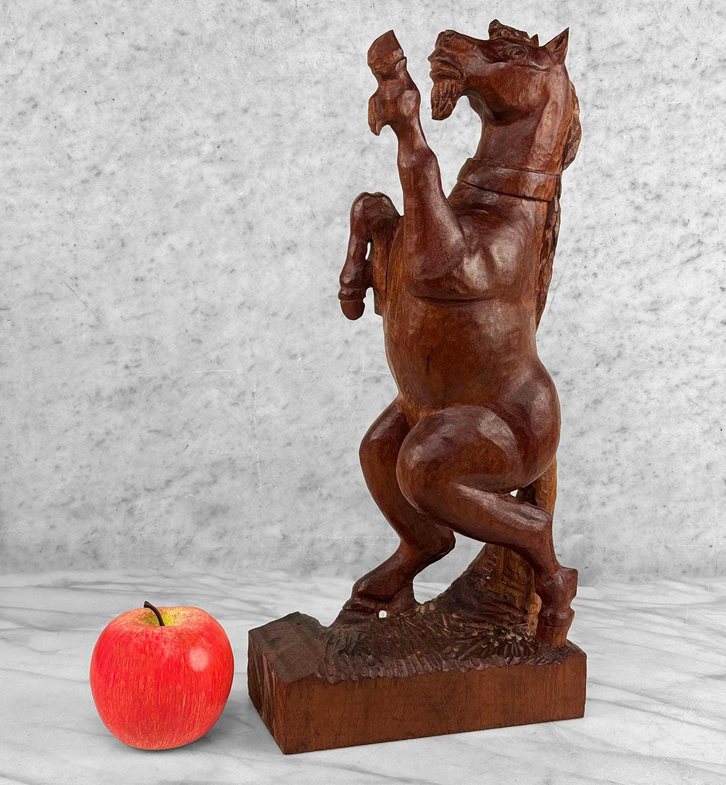 Antique 16" Folk Art Wood Carved Horse Rearing Equestrian Sculpture - Etsy