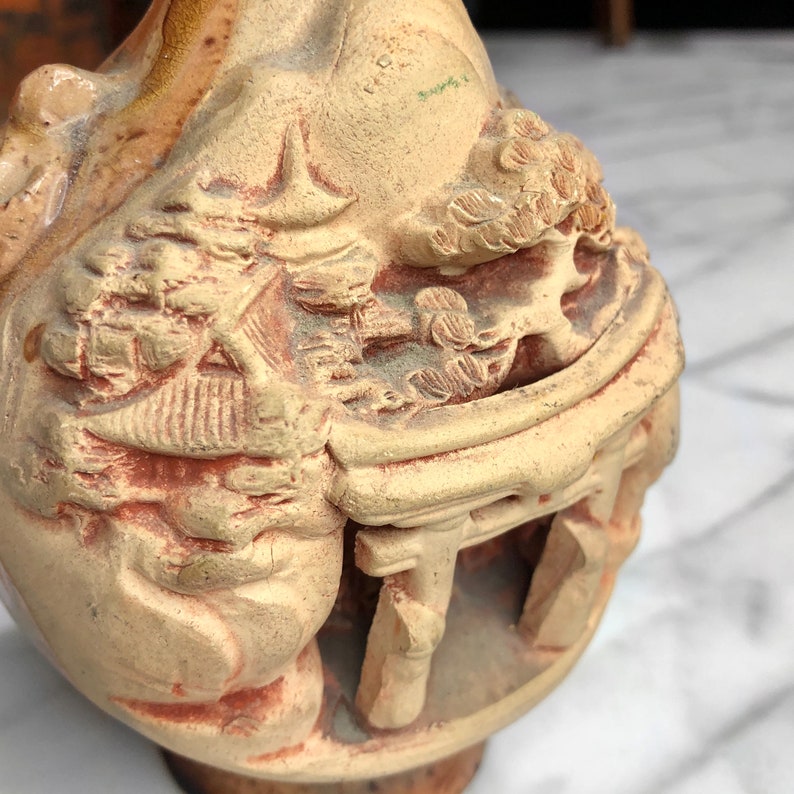 Vintage Japanese Soapstone Carved Landscape Small Vase Etsy