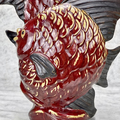 Mid-Century Porcelain order Tropical Red Angel Fish Sculpture