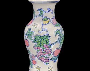 Vintage Chinese Porcelain Fruit Motif Flared Vase