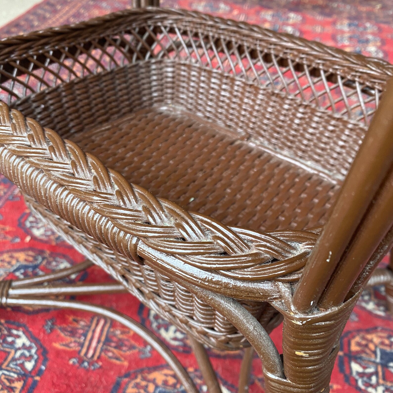 Vintage Victorian Wicker Rattan Basket Sewing Stand Etsy