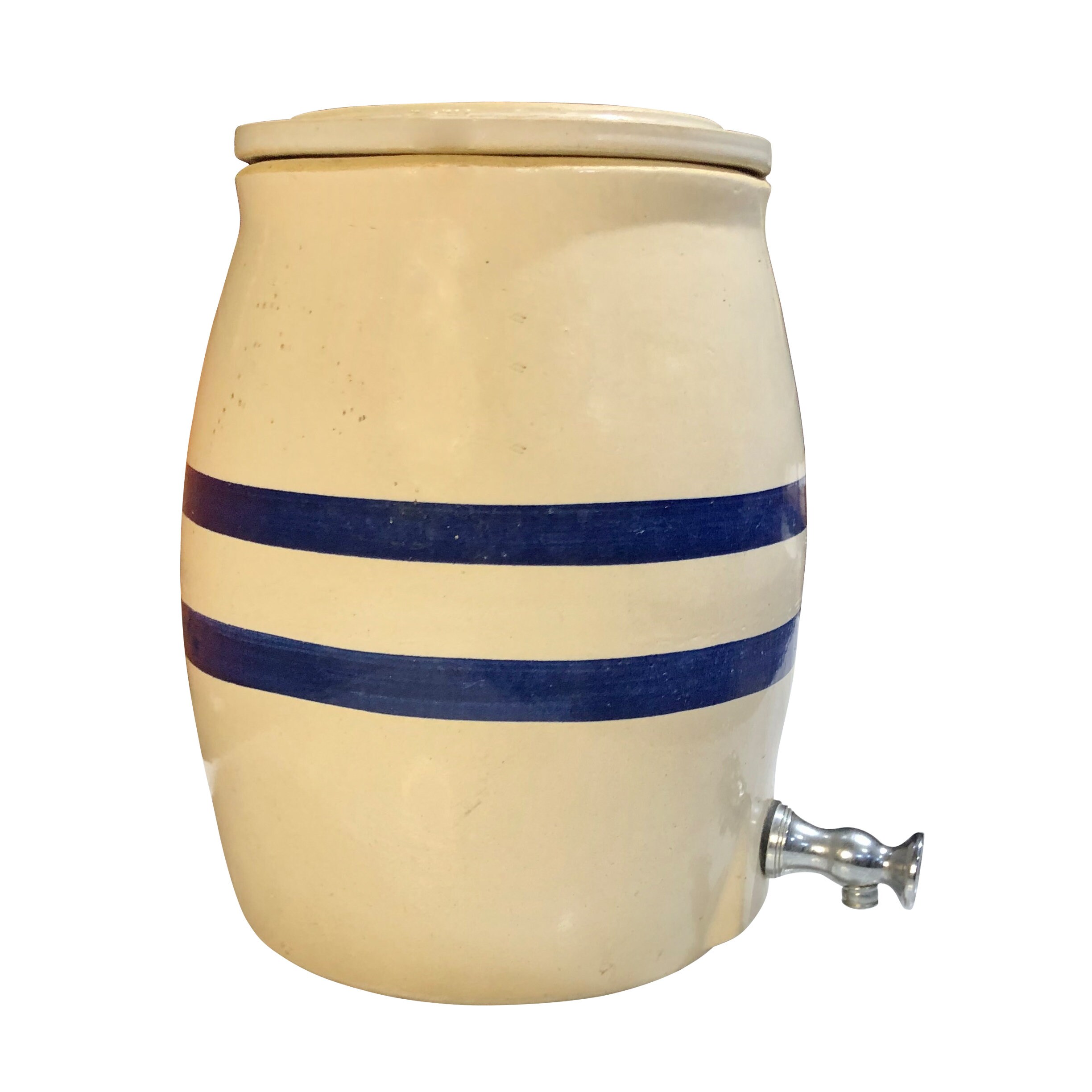 Vintage Stoneware Water Dispenser Blue Stripe 2 Gallon Crock Etsy
