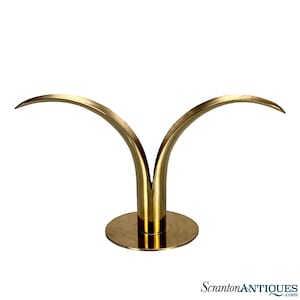 Mid-Century Modern Sculpted Brass Swedish Lily Candle Holder by Ivar Bjork