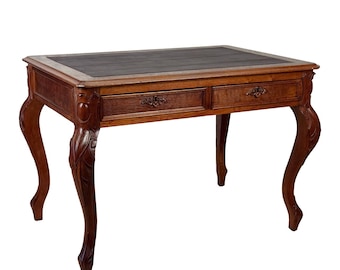 Antique Georgian Walnut Leather Top Library Office Writing Desk