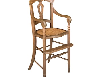 Antique Eastlake Victorian Carved Walnut Cane Bottom Baby's High Chair