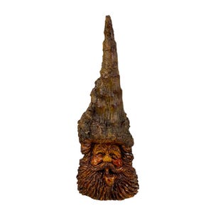 Vintage Folk Art Carved Wood Spirit Old Man Gnome Face Sculpture