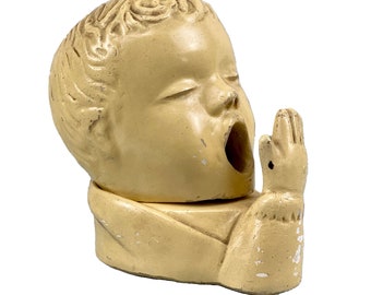 Vintage Chalkware Yawning Baby Nightlight Lamp