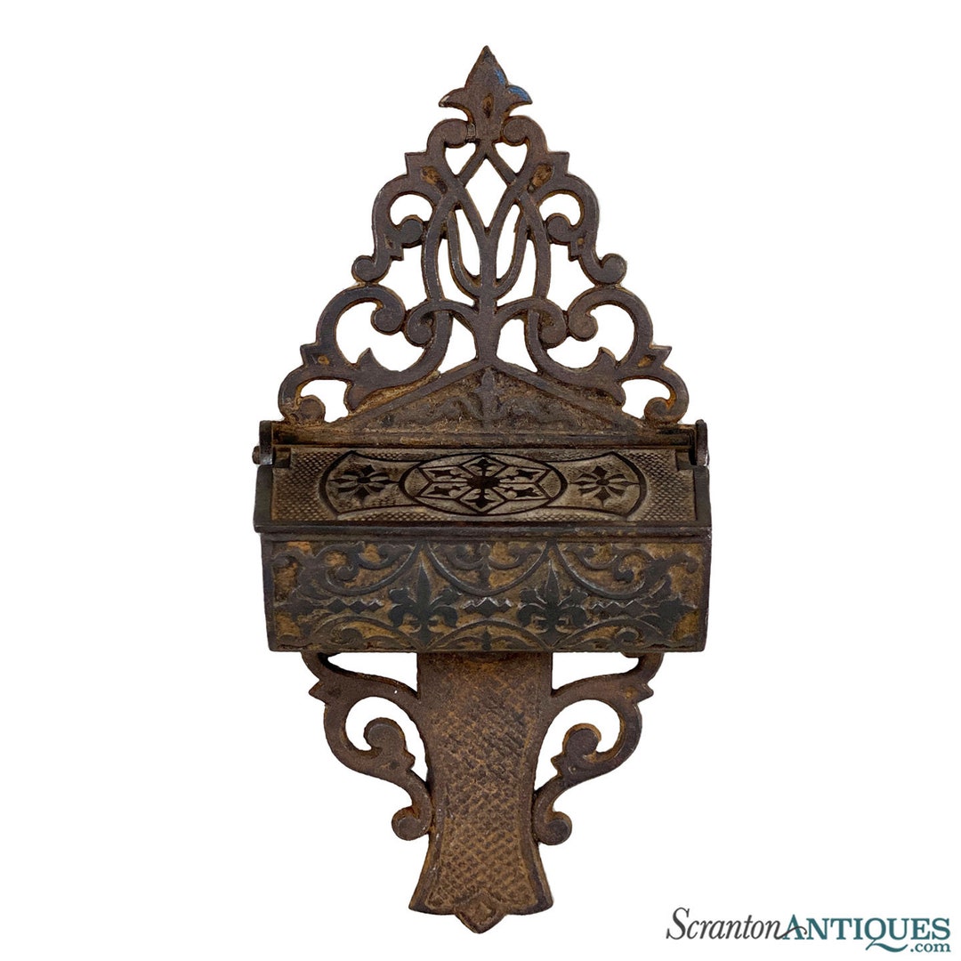 Antique Victorian Cast Iron Match Stick Holder Etsy