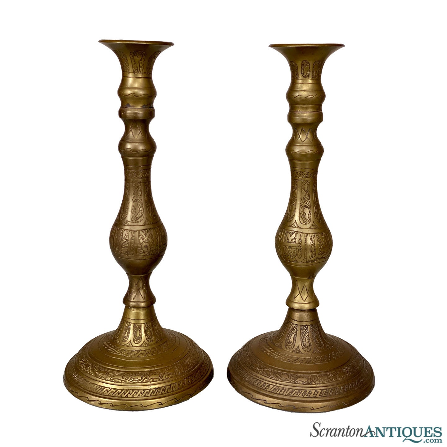 24 Inch Japanese Antique Gilded Brass Buddhist Temple Candle