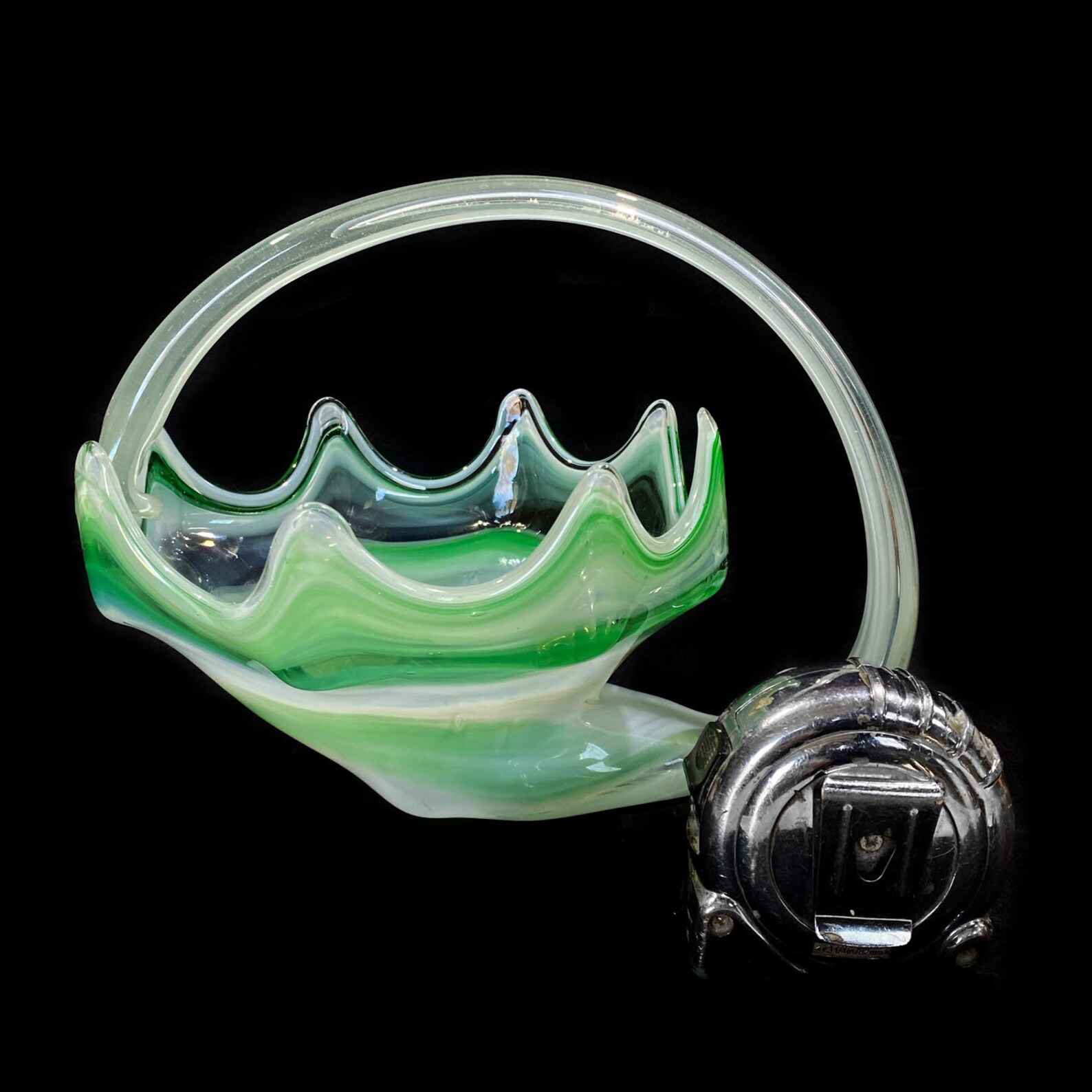 Vintage Murano Green Blown Art Glass Centerpiece Cornucopia Etsy UK