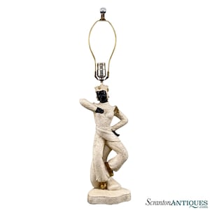 Mid-Century Atomic Figural Chalkware Dancer Table Lamp