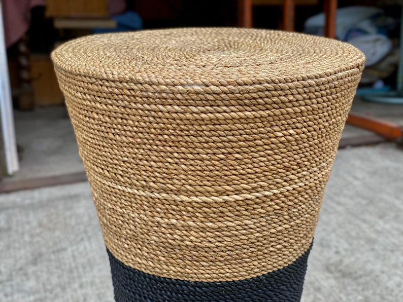 Vintage Boho Natural Wrapped Cane Plant Stand Pedestal Table Etsy