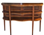 Antique Federal Mahogany Serpentine Open Front Server Cabinet w Penciled Inlay