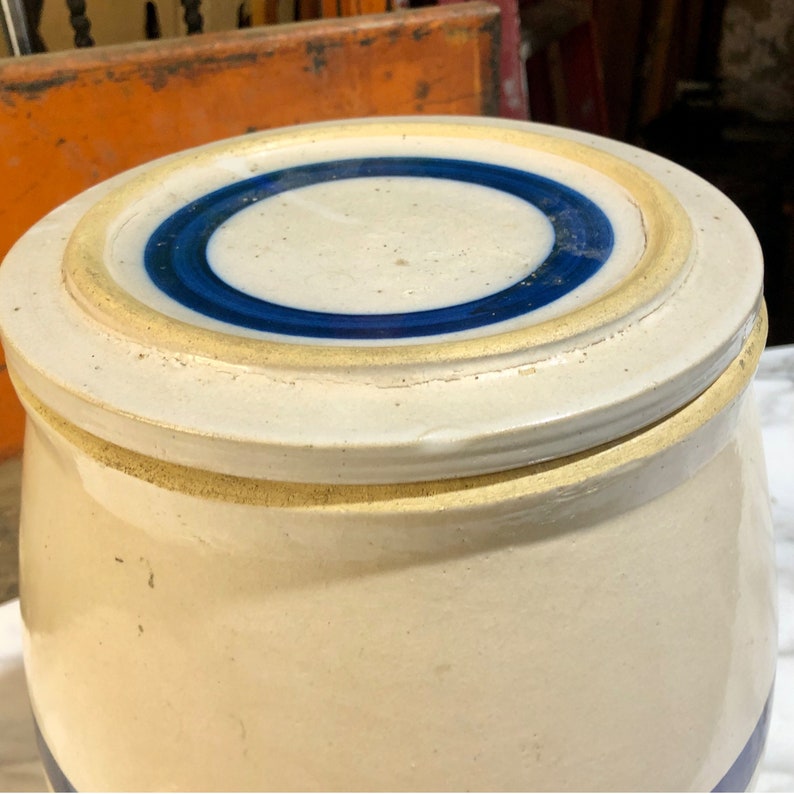 Vintage Stoneware Water Dispenser Blue Stripe 2 Gallon Crock Etsy