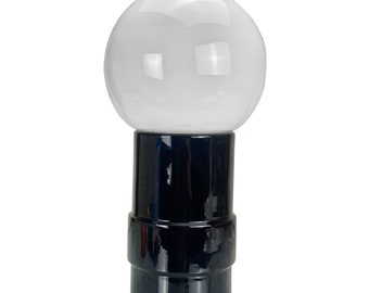 Vintage Sonneman Lollipop Black Porcelain Sphere Table Lamp
