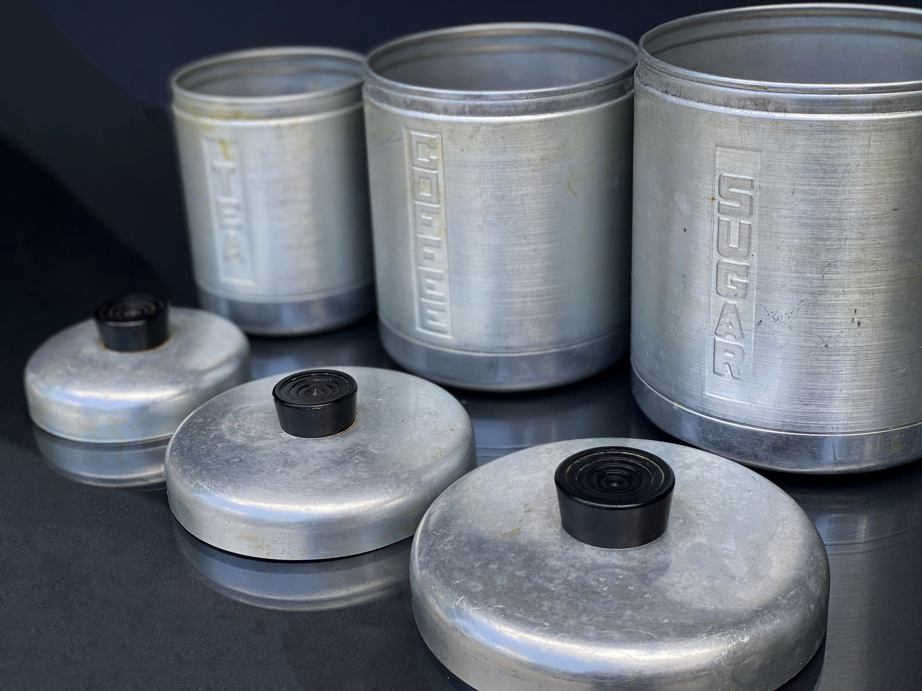 MidCentury Brushed Chrome Sugar Coffee Tea Kitchen Canister Etsy