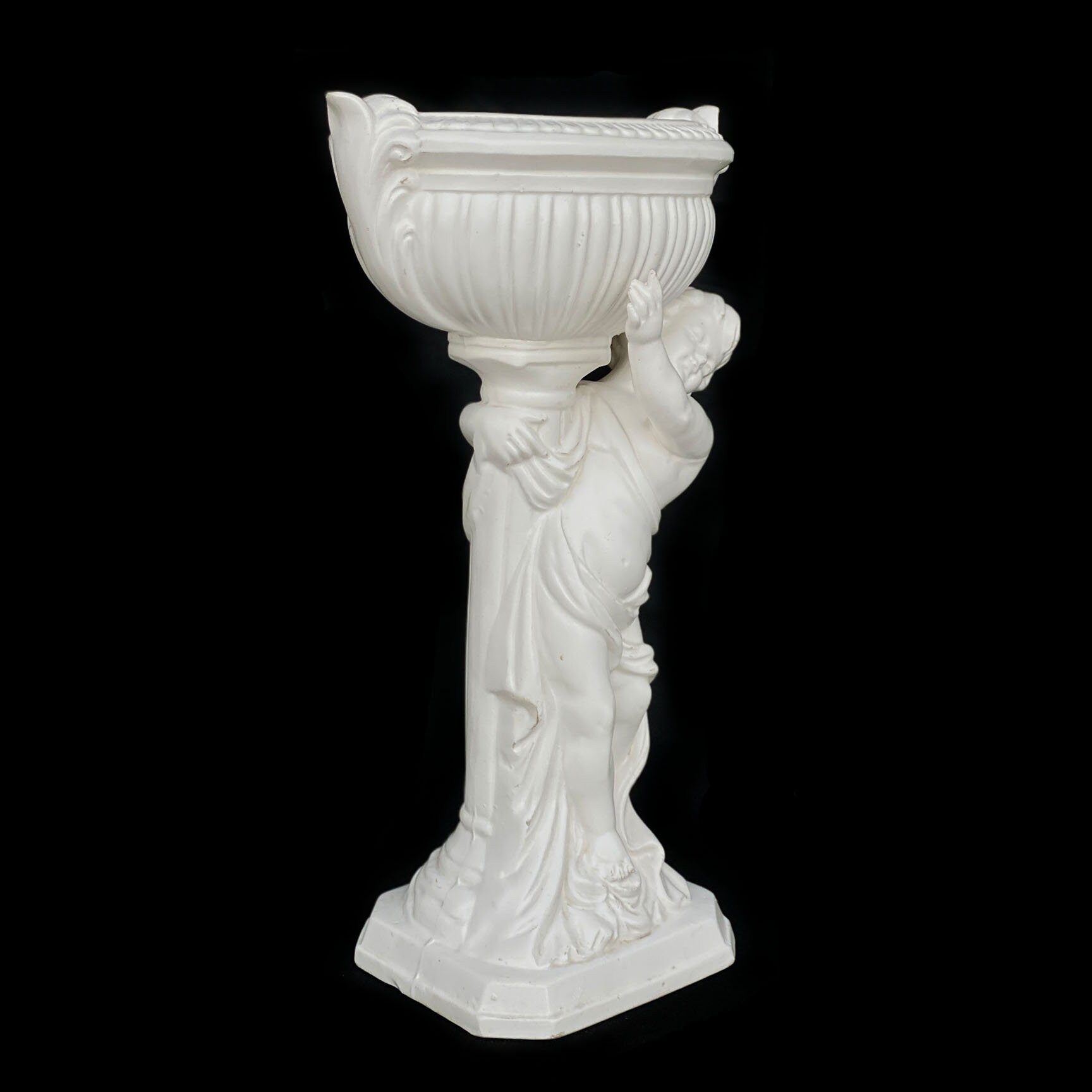 Vintage French White Porcelain Cherub Column Vessel Vase Etsy
