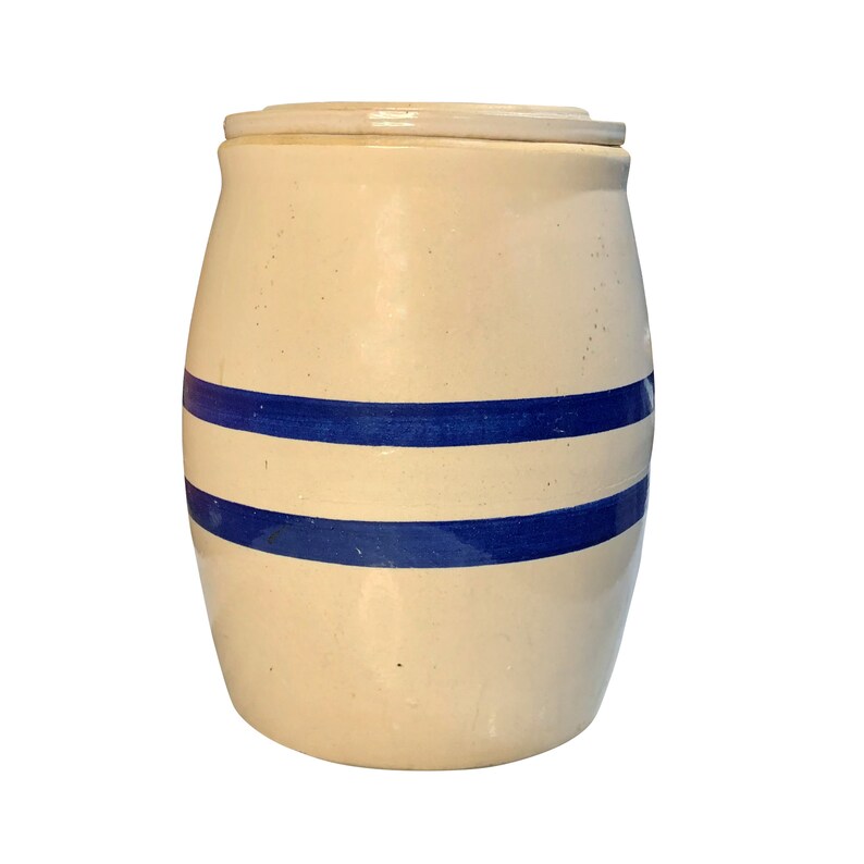 Vintage Stoneware Water Dispenser Blue Stripe 2 Gallon Crock Etsy