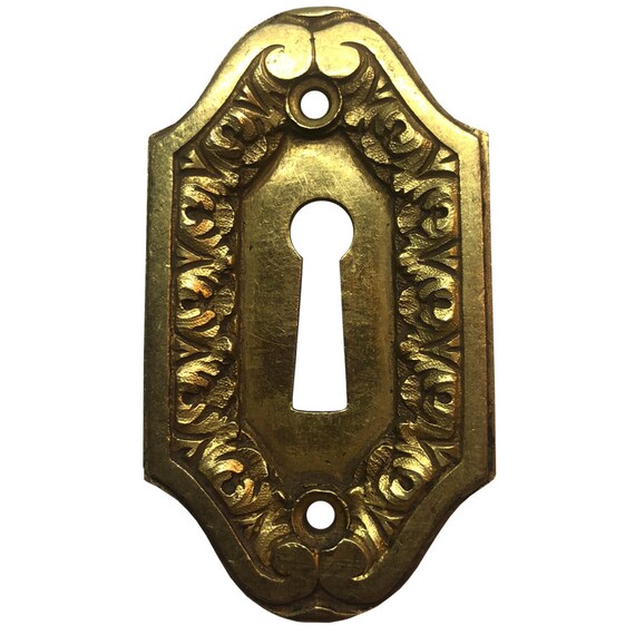 Large Antique Brass Detailed Urn Escutcheon Key Hole Cover