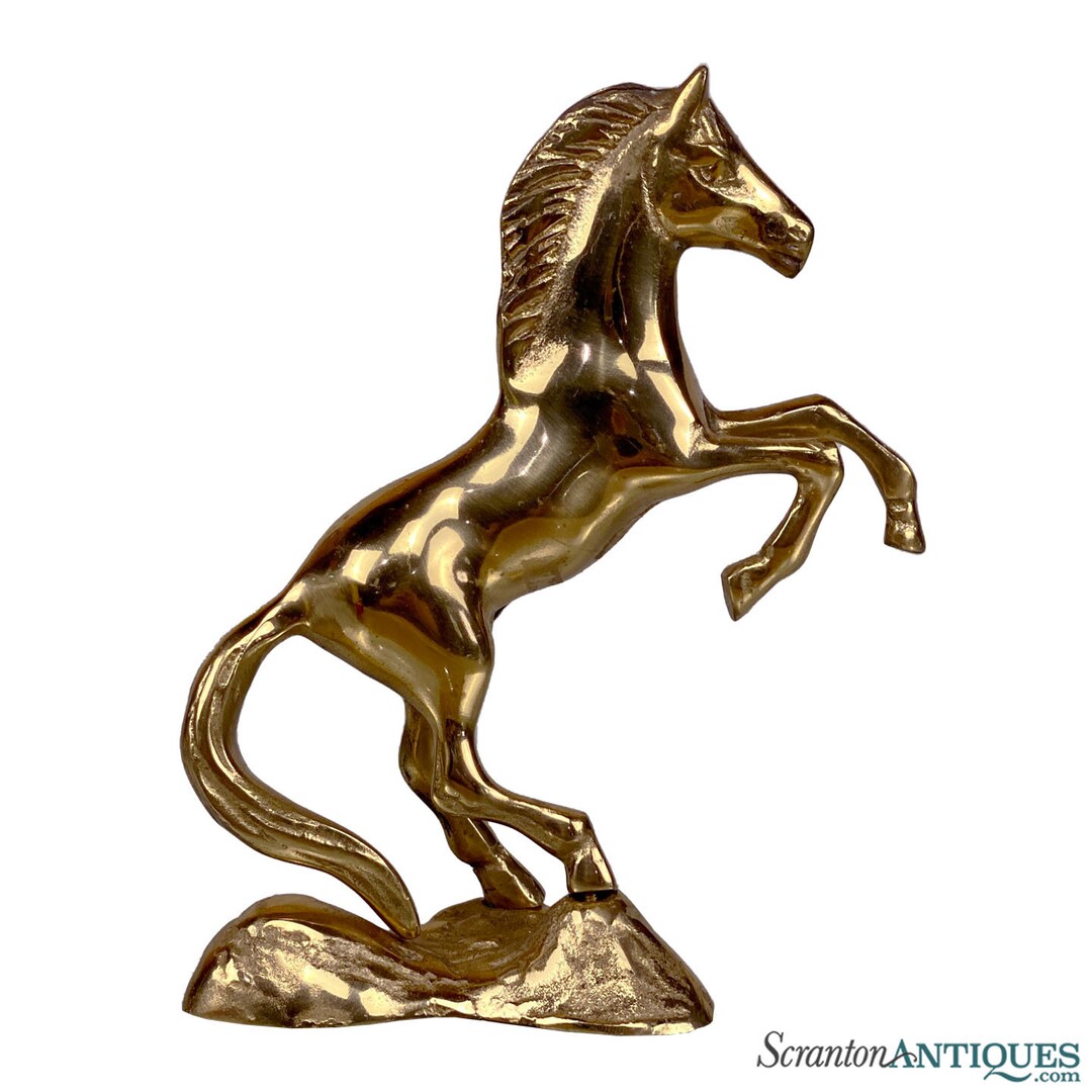 Vintage Traditional Brass Rearing Horse Sculpture Etsy