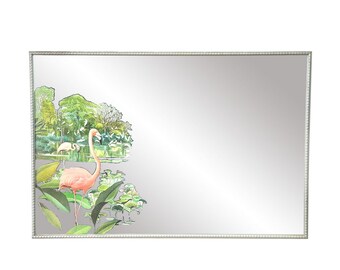 Vintage Mid Century Flamingo Large Framed 1950's Flamingo