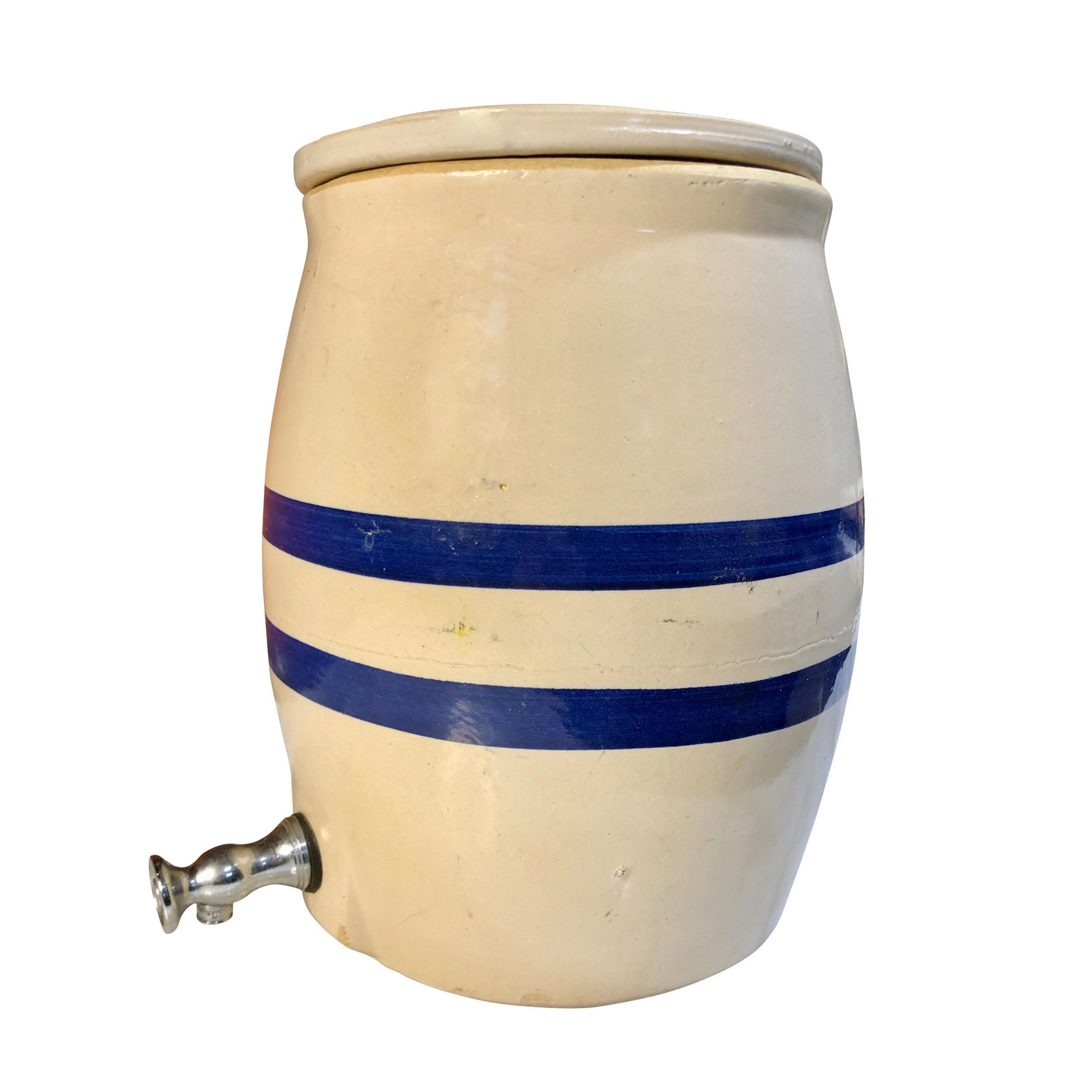 Vintage Stoneware Water Dispenser Blue Stripe 2 Gallon Crock Etsy