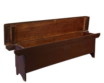Antique 65" Farmhouse Pine Flip Top Storage Bench