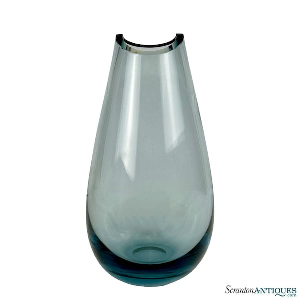 Mid-Century Scandinavian Smoked Glass Sculptural Vase - 11"