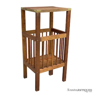 Vintage Farmhouse Country Pine Plant Stand Occasional Side Table