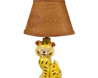 Mid-Century Boho Jungle Tiger Porcelain Night Light Table Lamp