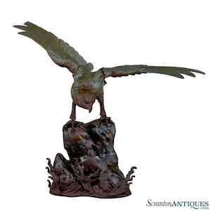 Vintage Traditional Japanese Cast Iron Eagle Bird of Pray Sculpture
