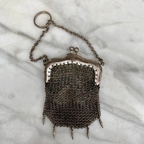 Antique French Victorian Mesh Chatelaine Coin Purs