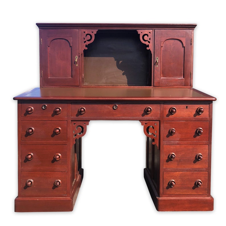 Antique Walnut Plantation Slant Front Writing Desk With Hutch Top