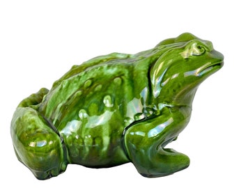 Mid-Century Large Porcelain Drip Glazed Frog Sculpture
