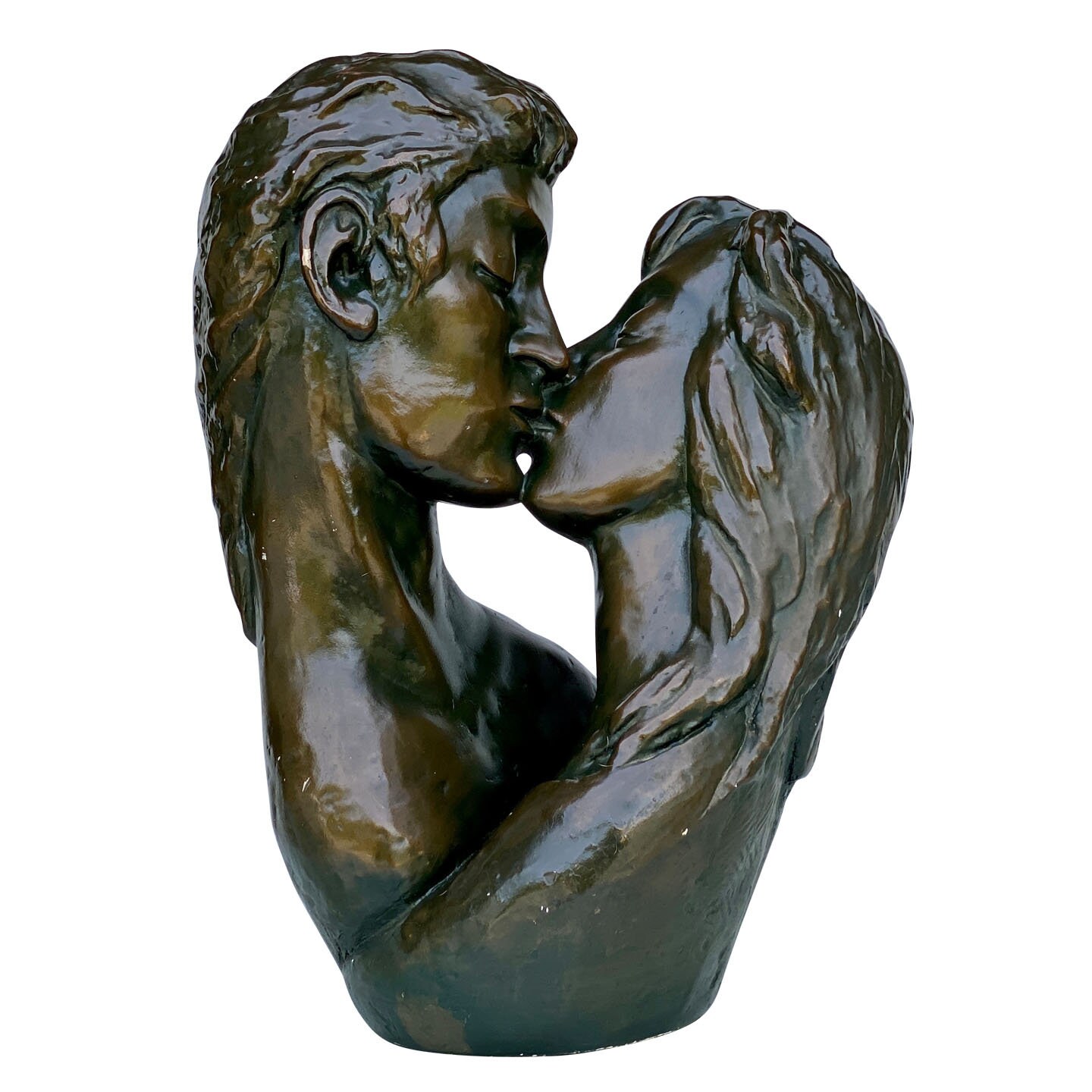 Vintage Large Chalkware Romance Man & Women Kissing Sculpture Etsy