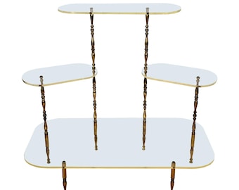Vintage 1970s Brass & Lucite 4-Tier Etagere Plant Stand