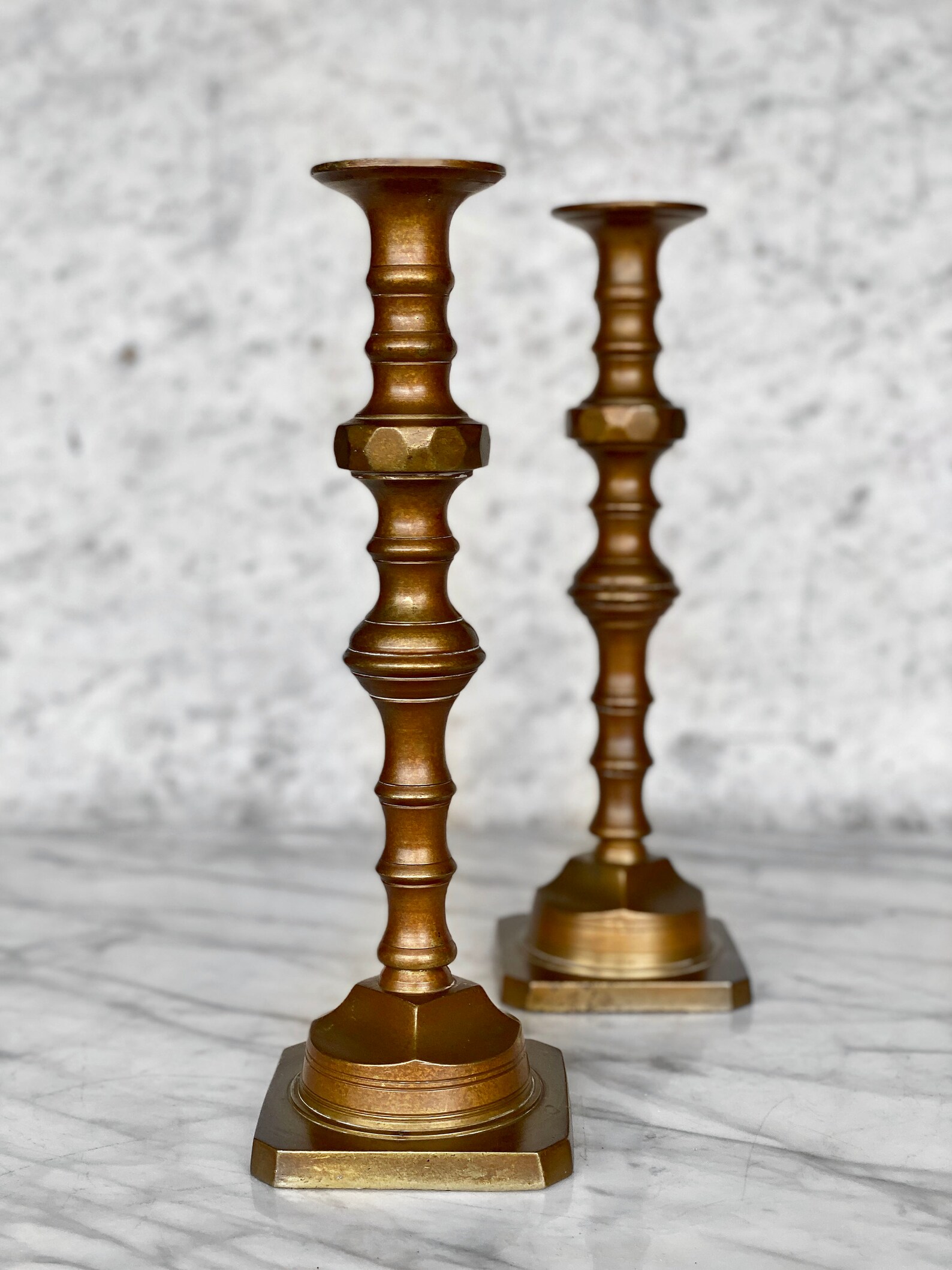 Vintage Traditional Colonial Brass Candlestick Holders a Etsy