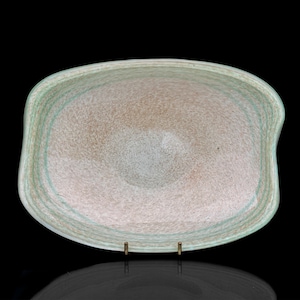 Vintage Italian Murano Blown Art Glass Speckled Candy Nut Dish