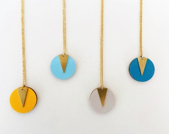 Wood and brass geometric necklace