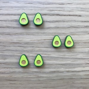 Hand-Painted Wooden Avocado Stud Earrings: Surgical Steel Posts