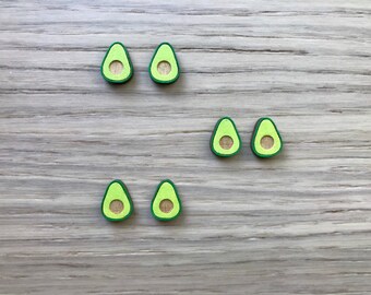 Wooden avocado earrings - avocado studs, wooden jewellery, fruit studs