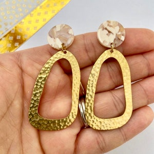 Large resin and brass drop earrings