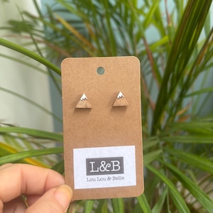 Wooden Mountain Stud Earrings: Hand Painted Travel Jewelry