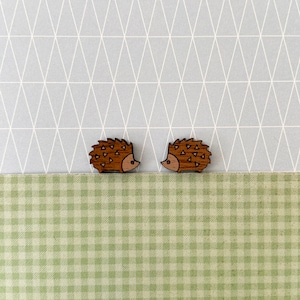 Igel Ohrstecker / Waldschmuck / Igel Ohrstecker aus Holz