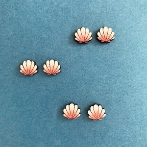 Wooden Sea Shell Beach Earring Studs