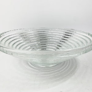 Vintage Pilgrim Glass Serving Bowl: Mid Century Modern Concentric Circle Design