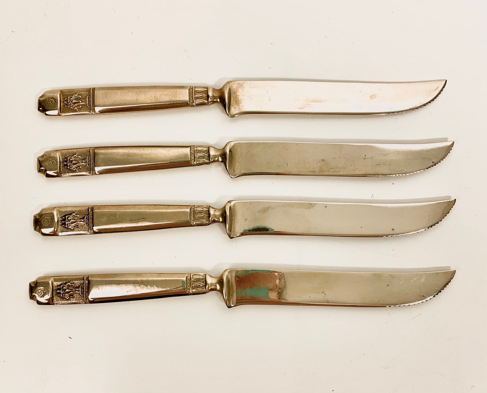 Vintage 4 piece VU Thai Nickel Bronze Knives Flatware Mid Etsy