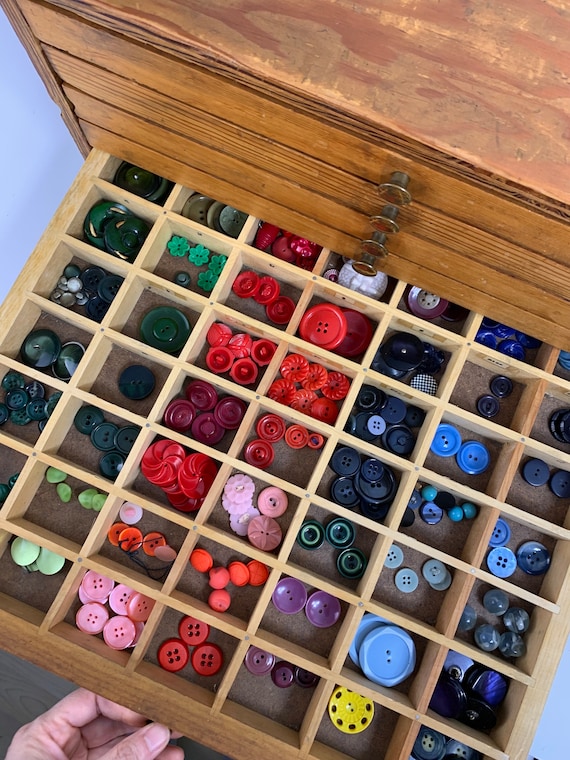 Wooden plywood 6 Drawer Button Storage Box with large… - Gem