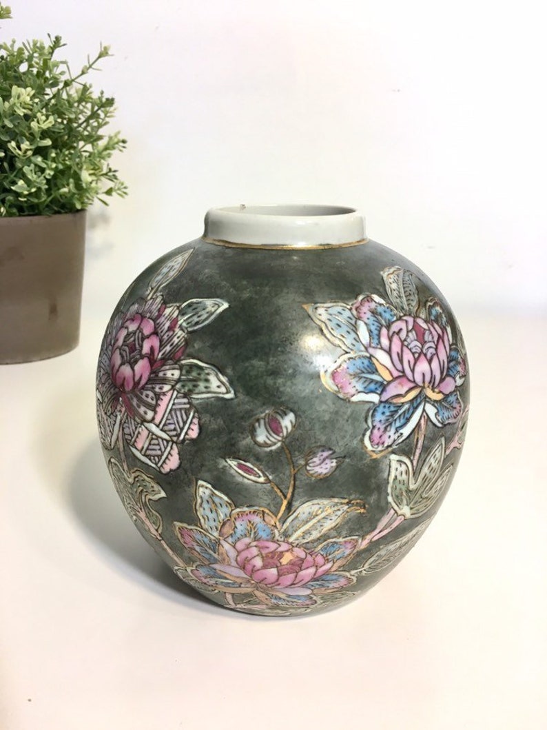 Antique handpainted porcelain Cloisonne Ginger Jar