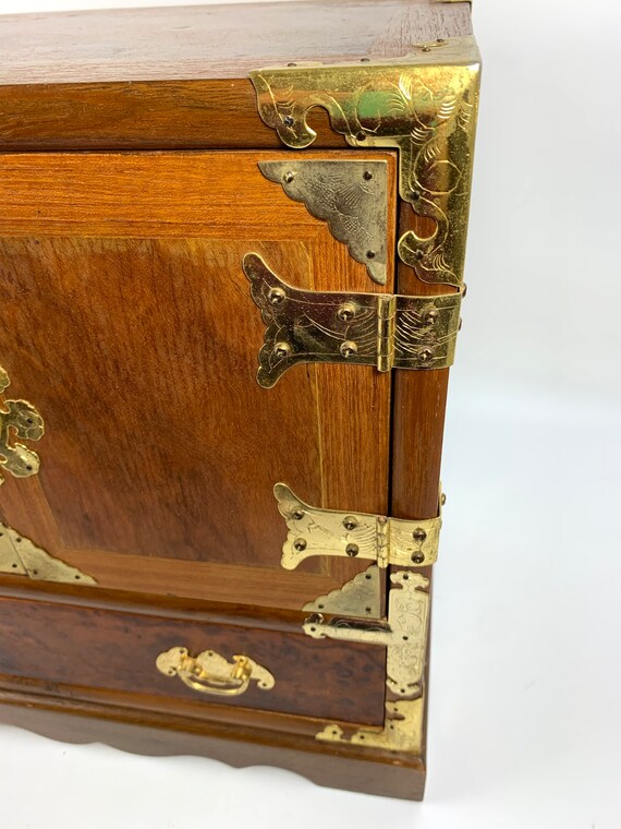 Japanese Tansu Style Wood Jewelry Box Chest of Drawer… Gem